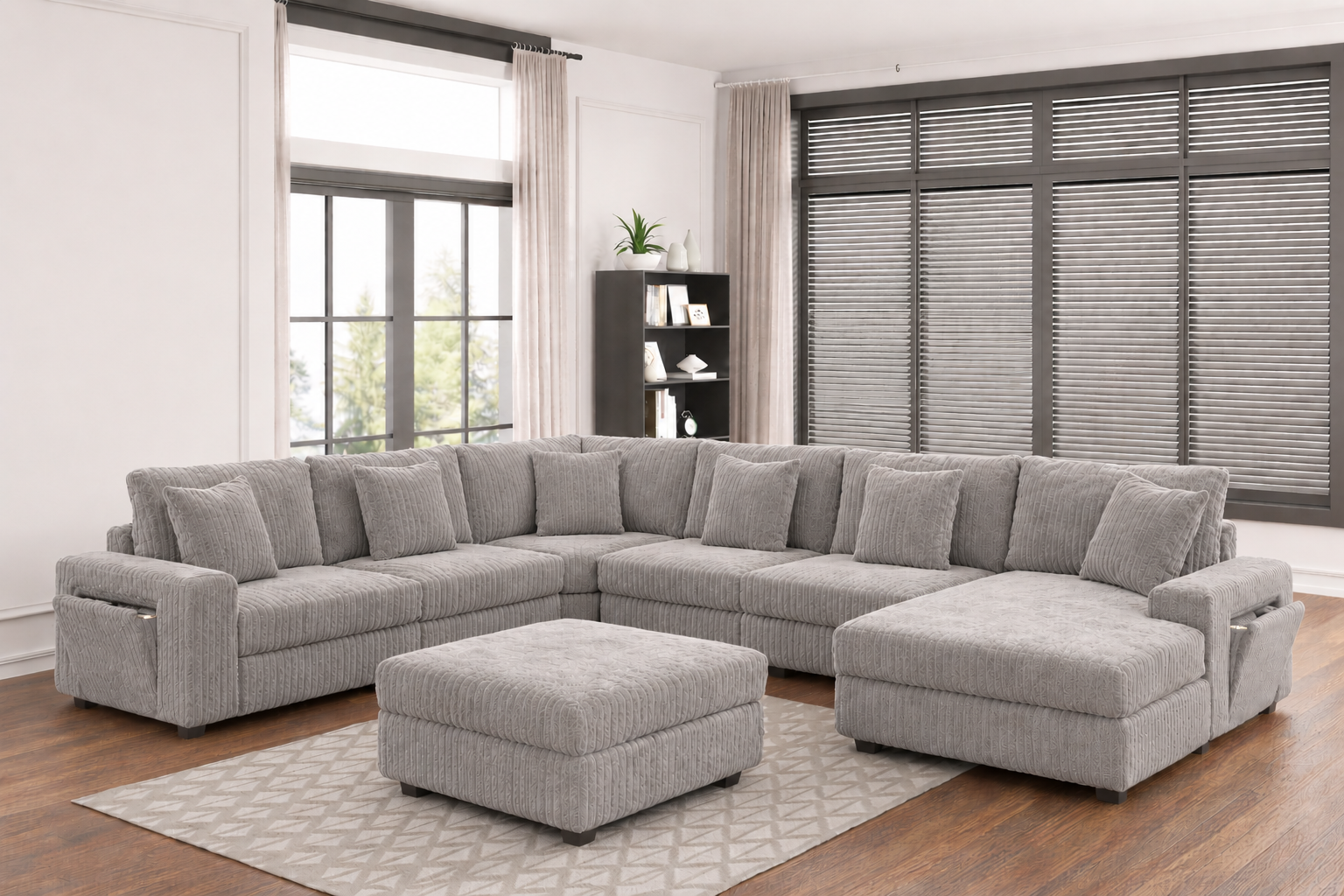 Bazoka Light Grey Reversible 7-Piece Sectional