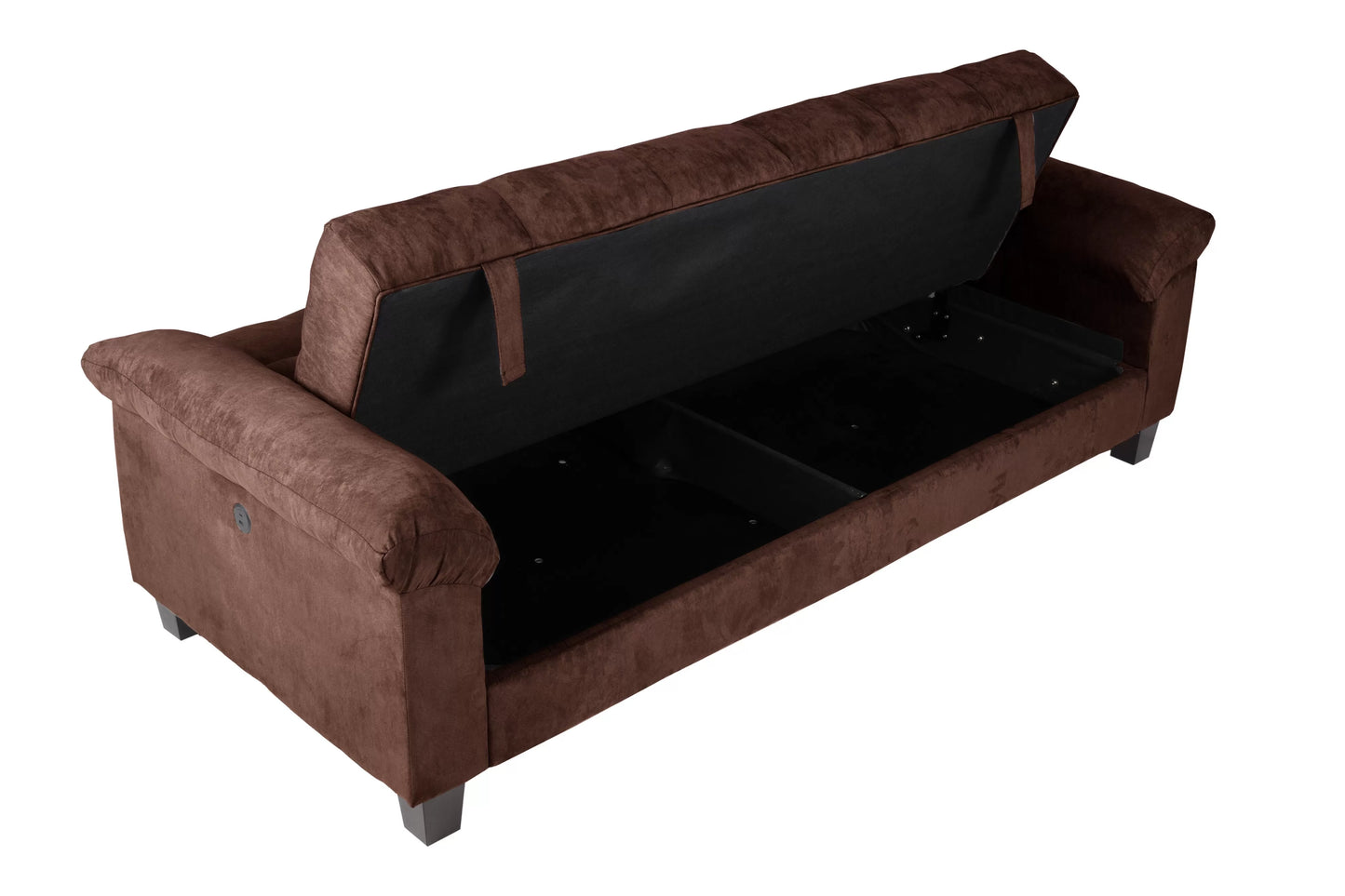 Chocolate Adjustable Sofa with Hidden Storage and USB Ports