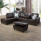 97.5" Wide Brown Synthetic Leather L-Shaped Living Room Sectional Sofa Set