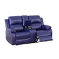 Ainehome Cinema 3-Piece Dark Blue Fabric Manual Reclining Sofa Set