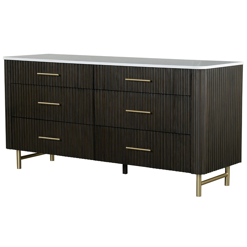 Clayten - Dresser - Marble Top & Espresso