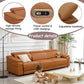 Ainehome Light Brown Leather 5-Seater Modular Power Reclining Sectional Sofa Set with Smart Storage & USB