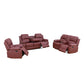 Ainehome Cinema 3-Piece Red Faux Leather Manual Reclining Sofa Set
