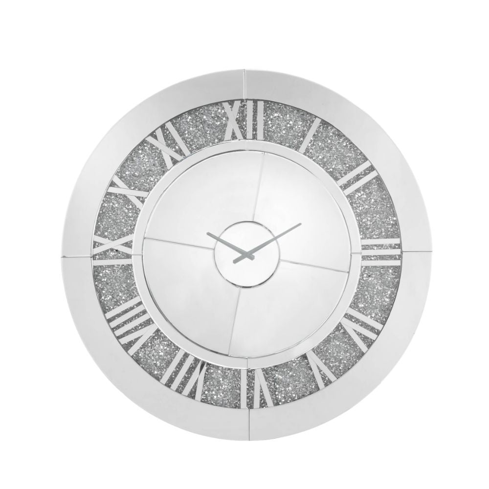 Noralie - 39" Wall Clock - Mirrored & Faux Diamonds