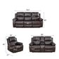 Ainehome "Cinema" 3-Piece Brown Faux Leather Manual Reclining Sofa Set