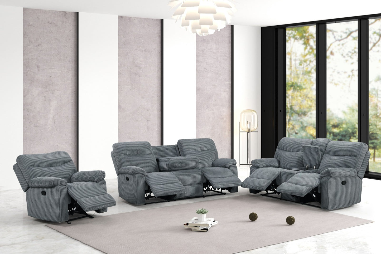 Bravo dark grey power recliner feature view