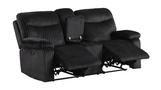 Bravo Black Skinny Corduroy Power Reclining Loveseat