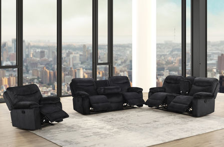 Bravo 3-Piece Skinny Corduroy Power Reclining Set - Black