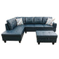 Ainehome 97" Wide Denim Faux Leather Living Room Sofa Set