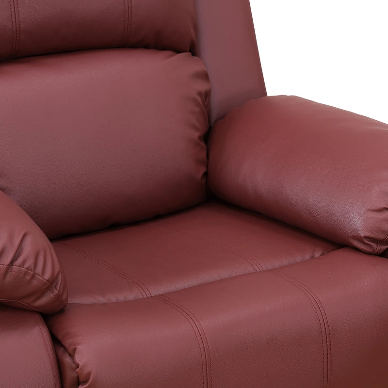 Ainehome Cinema 3-Piece Red Faux Leather Manual Reclining Sofa Set