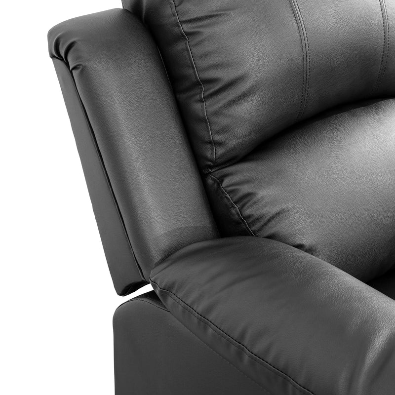 Ainehome Cinema 3-Piece Black Faux Leather Manual Reclining Sofa Set