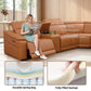 Ainehome Light Brown Leather 5-Seater Modular Power Reclining Sectional Sofa Set with Smart Storage & USB