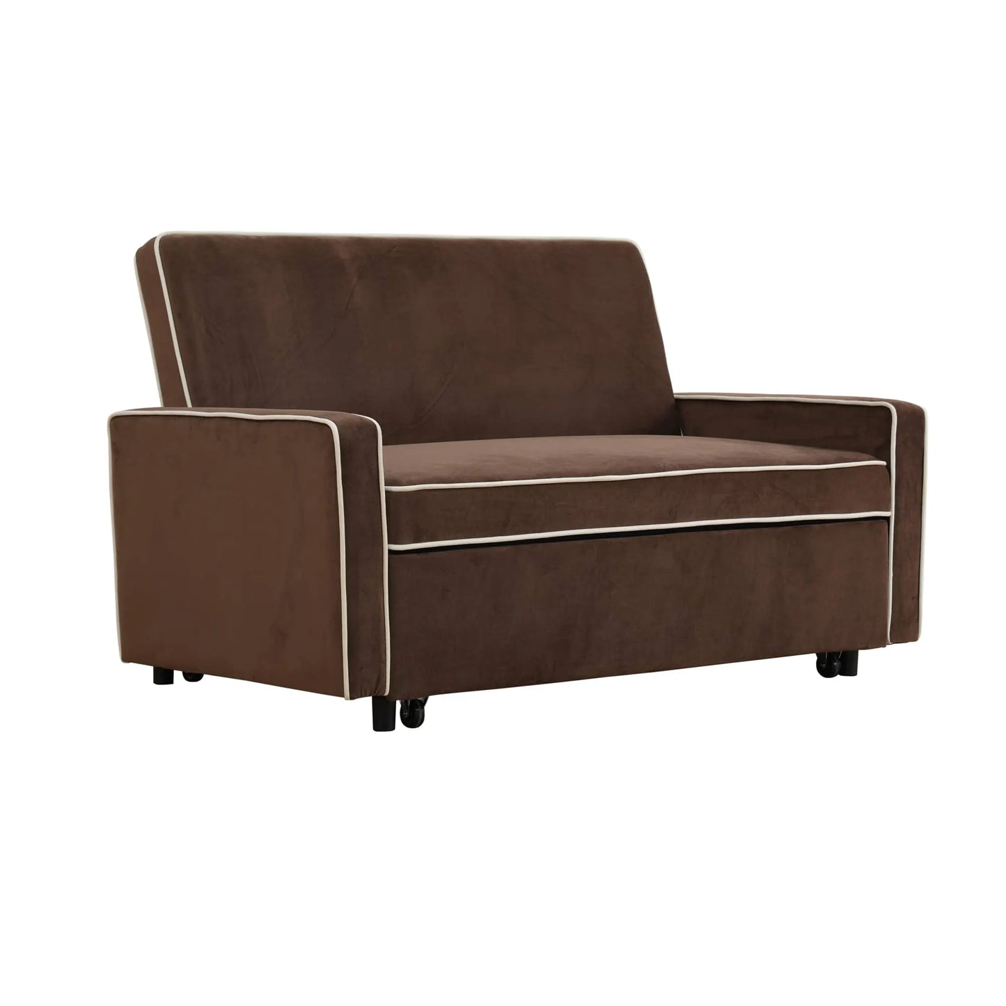 Brown Flannel Convertible Sofa Bed with Removable Armrests image 4