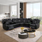 Black Leather Power Reclining Sofa Set with Smart Storage & Wireless Charging