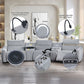 Fullar - Modular Console With Speaker & Cup Holder - Light Gary Chenille
