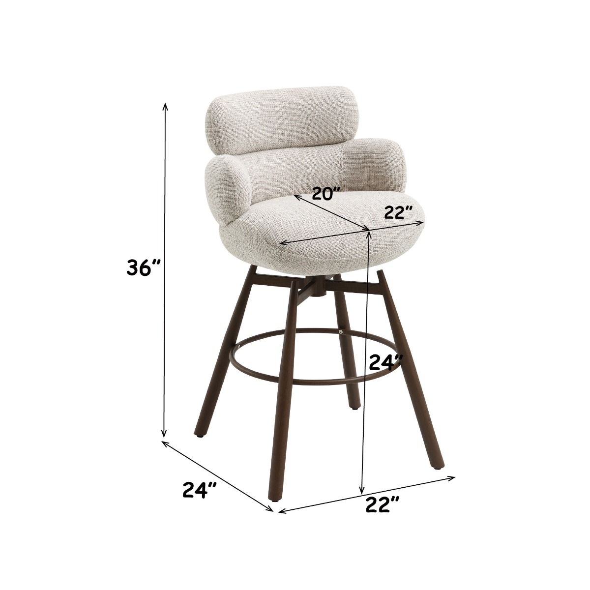 Jena - Fabric Counter Height Chair With Swivel