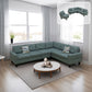 Ainehome Dendrobium Green Calico 4-Piece Modular Sofa Set