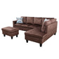 97" Wide Brown Microfiber L-Shaped Living Room Sectional Sofa Set — image 13