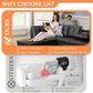 Ainehome 97.5" Wide Black Synthetic Leather L-Shaped Living Room Sectional Sofa Set
