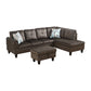 Ainehome 97" Wide Dark Brown Flannel L-Shaped Living Room Sectional Sofa Set