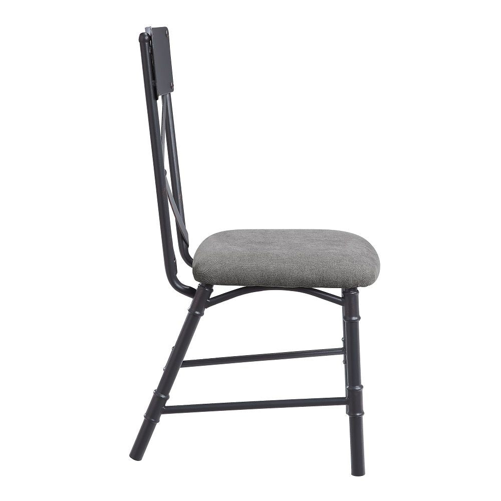 Edina - Side Chair (Set of 2) - Gray Fabric, Oak & Sandy Black