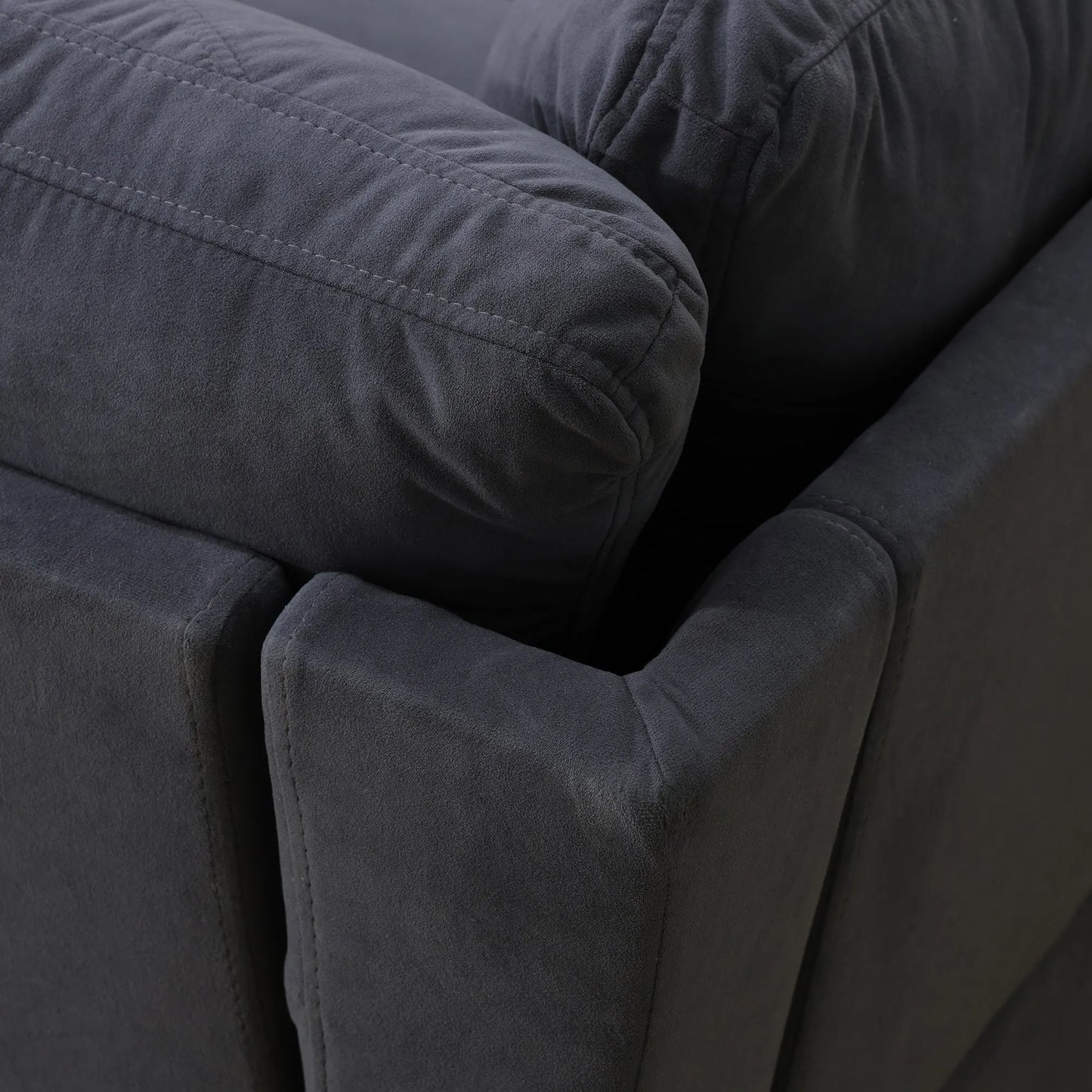 Ainehome Dark Grey Flannel 4-Piece Modular Sofa Set
