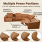 Ainehome Light Brown Leather 5-Seater Modular Power Reclining Sectional Sofa Set with Smart Storage & USB