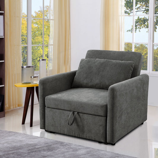 Dark Grey Lint Convertible Chair Bed