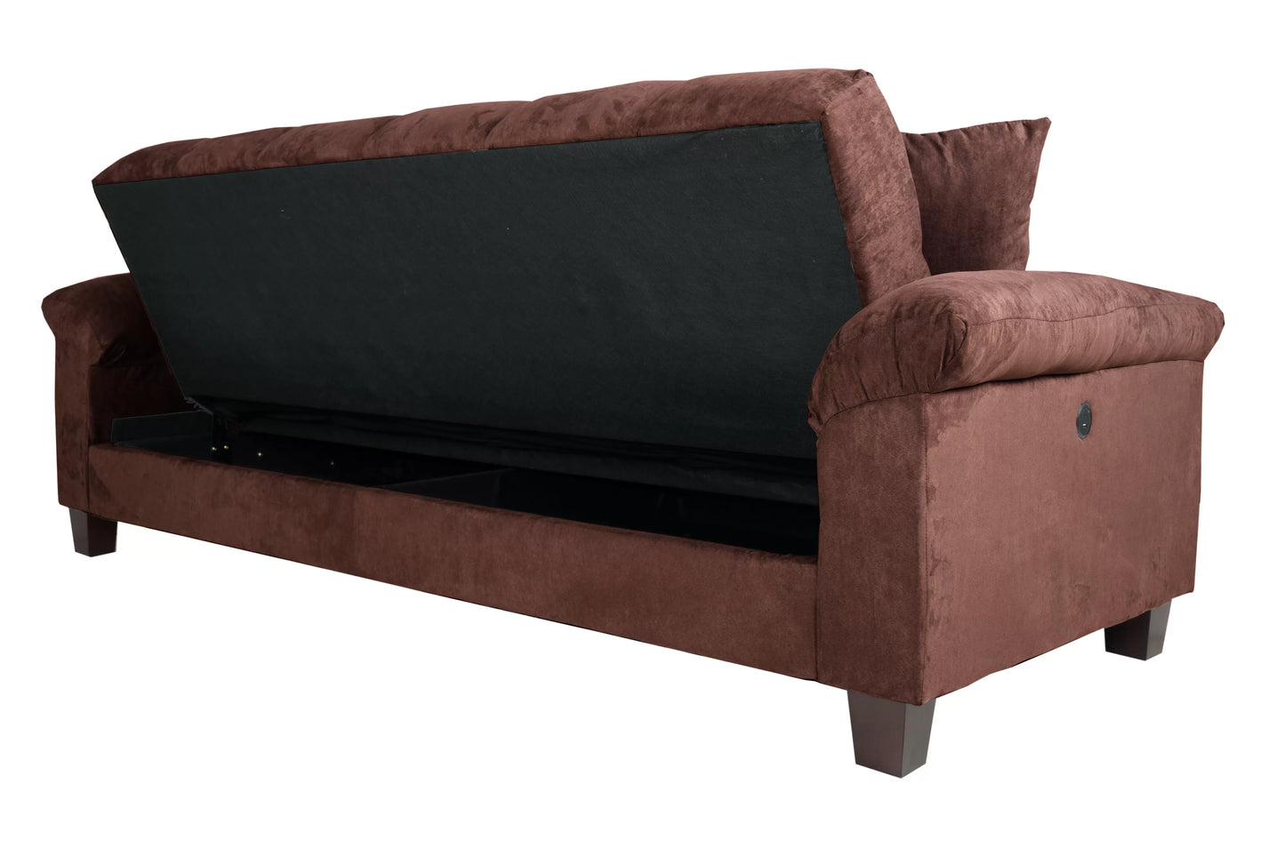 Chocolate Adjustable Sofa with Hidden Storage and USB Ports
