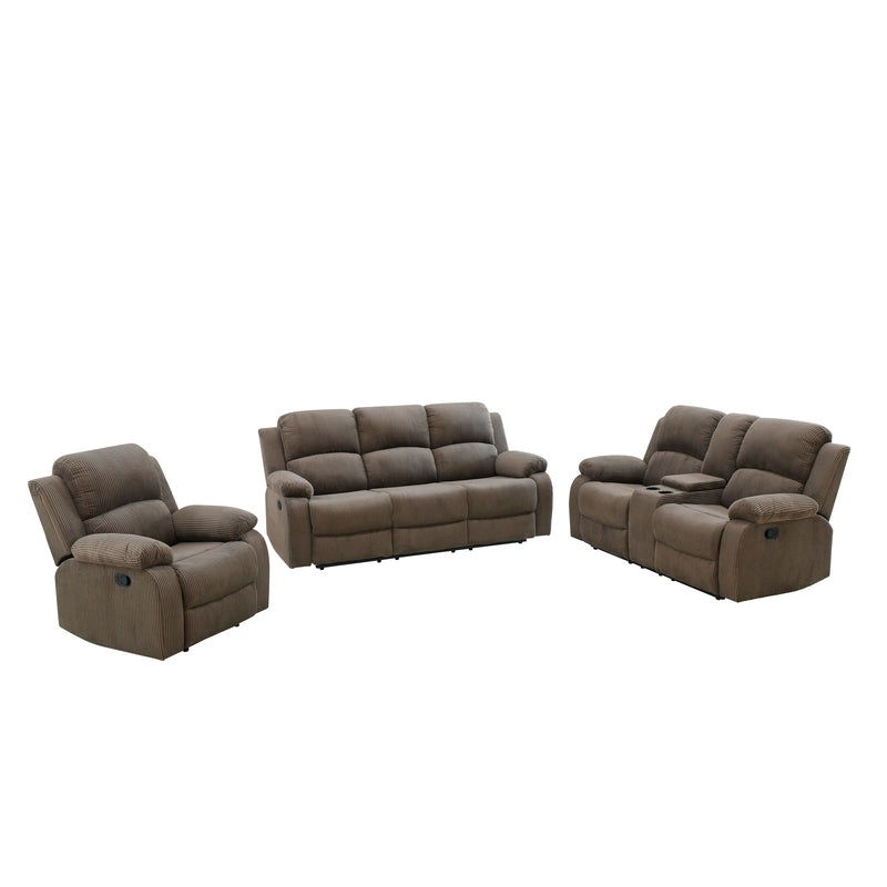 Ainehome Cinema 3-Piece Peanut Color Textured Reclining Sofa Set