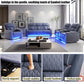 Ainehome Blue Gray Sanded Leather 5-Seater Power Reclining Sofa Set with Smart Features