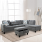97.5" Wide Grey Linen L-Shaped Living Room Sectional Sofa Set