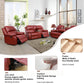 Ainehome Cinema 3-Piece Red Faux Leather Manual Reclining Sofa Set