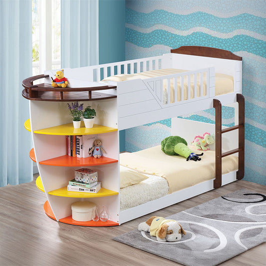 Neptune - Twin Over Twin Bunk Bed - White & Chocolate