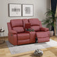 Cinema 3-Piece Red Faux Leather Manual Reclining Sofa Set