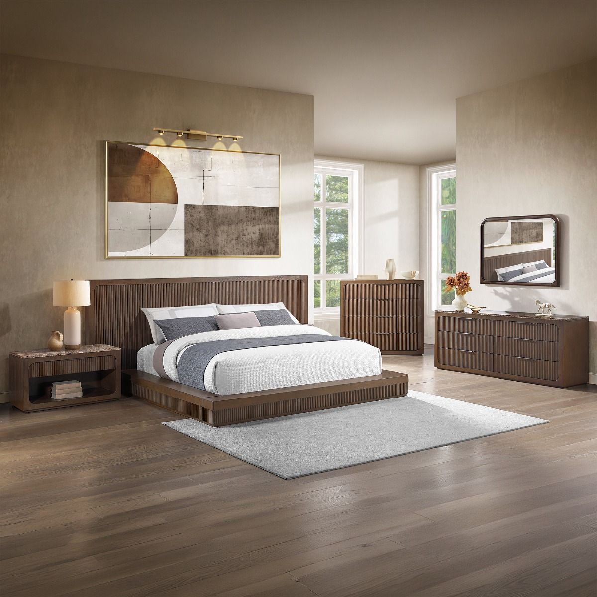 Leanna - Nightstand With Wood Top - Brown Oak