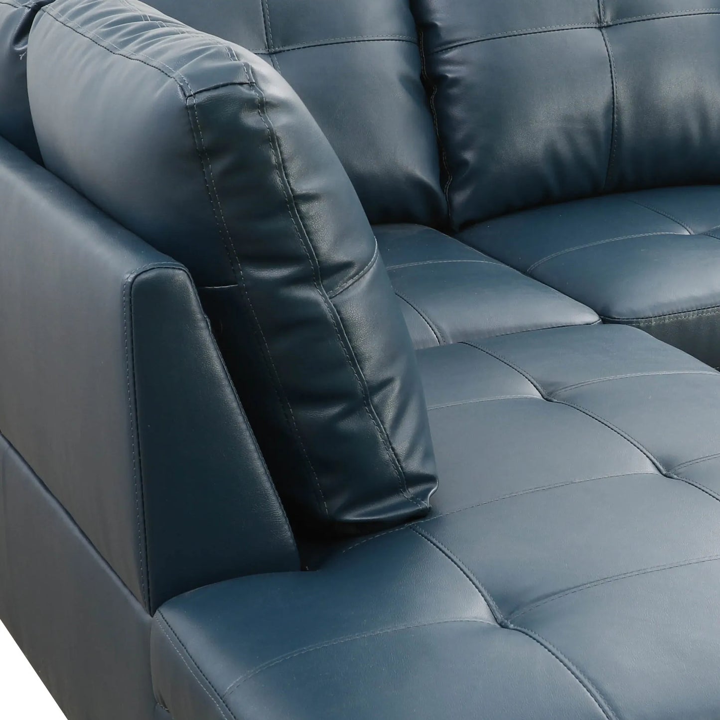 Ainehome 97" Wide Denim Faux Leather Living Room Sofa Set