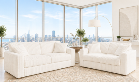 Coraza 2-Piece Corduroy Sofa and Loveseat Set - Beige