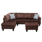 97" Wide Brown Microfiber L-Shaped Living Room Sectional Sofa Set — image 3