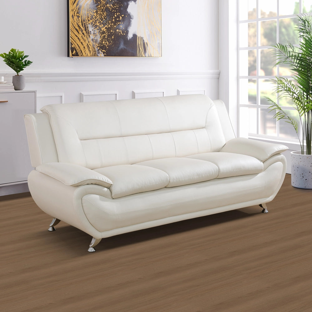 Solid Color Faux Leather 3-Piece Living Room Sofa Set with Elegant Design