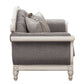 Florian - Loveseat With 3 Pillows - Gray Fabric & Antique White