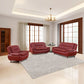Ainehome Red Faux Leather 3-Piece Living Room Sofa Set with Elegant Design