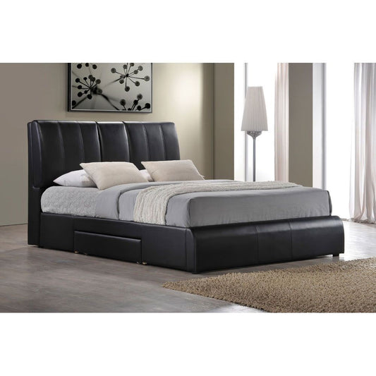 Kofi - Eastern King Bed With Storage - Black Synthetic Leather