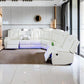 Ainehome Off-White 3-Piece Intelligent Power Reclining Leather Sectional Sofa Set with Smart Features