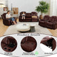 Ainehome Burgundy Leather 3-Piece Power Reclining Sofa Set with Diamond Stitching & Smart Features
