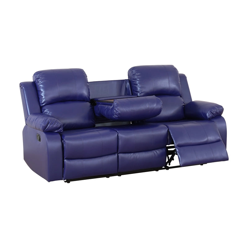 Ainehome Cinema 3-Piece Dark Blue Fabric Manual Reclining Sofa Set