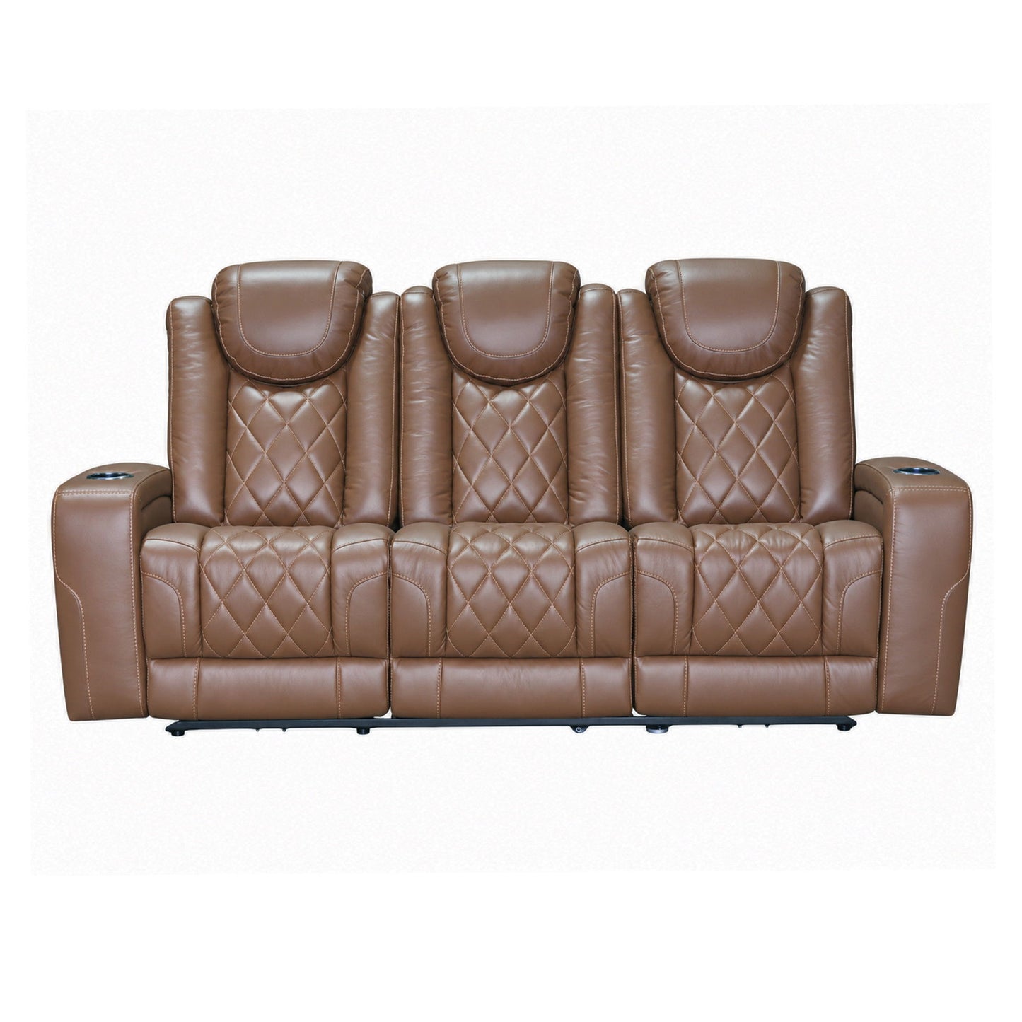 Dorian - Reclining Leather Sofa With Power Headrest And Footrest - Brown
