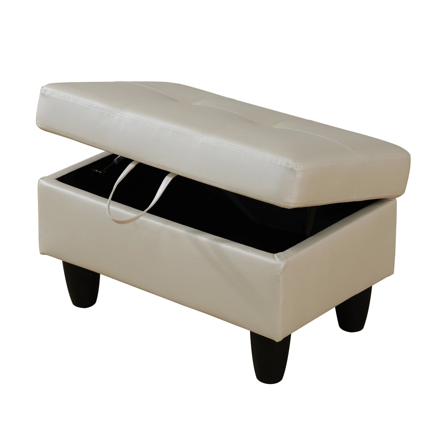 Ainehome White Faux Leather Modular Sofa with Storage Ottoman