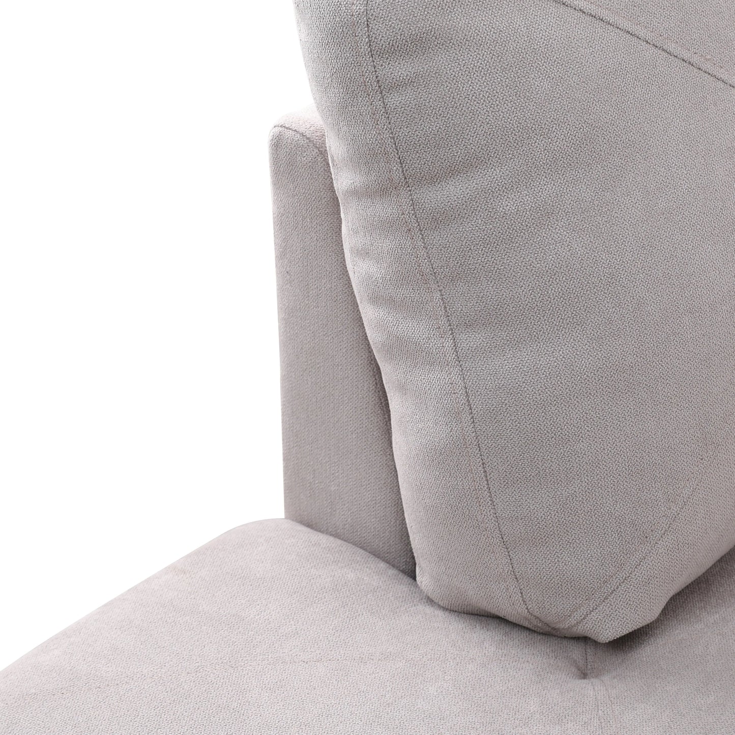 97" Wide Grey White Flannelette L-Shaped Living Room Sofa Set — image 9