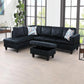 97" Wide Midnight Blue Microfiber L-Shaped Living Room Sectional Sofa Set — image 1